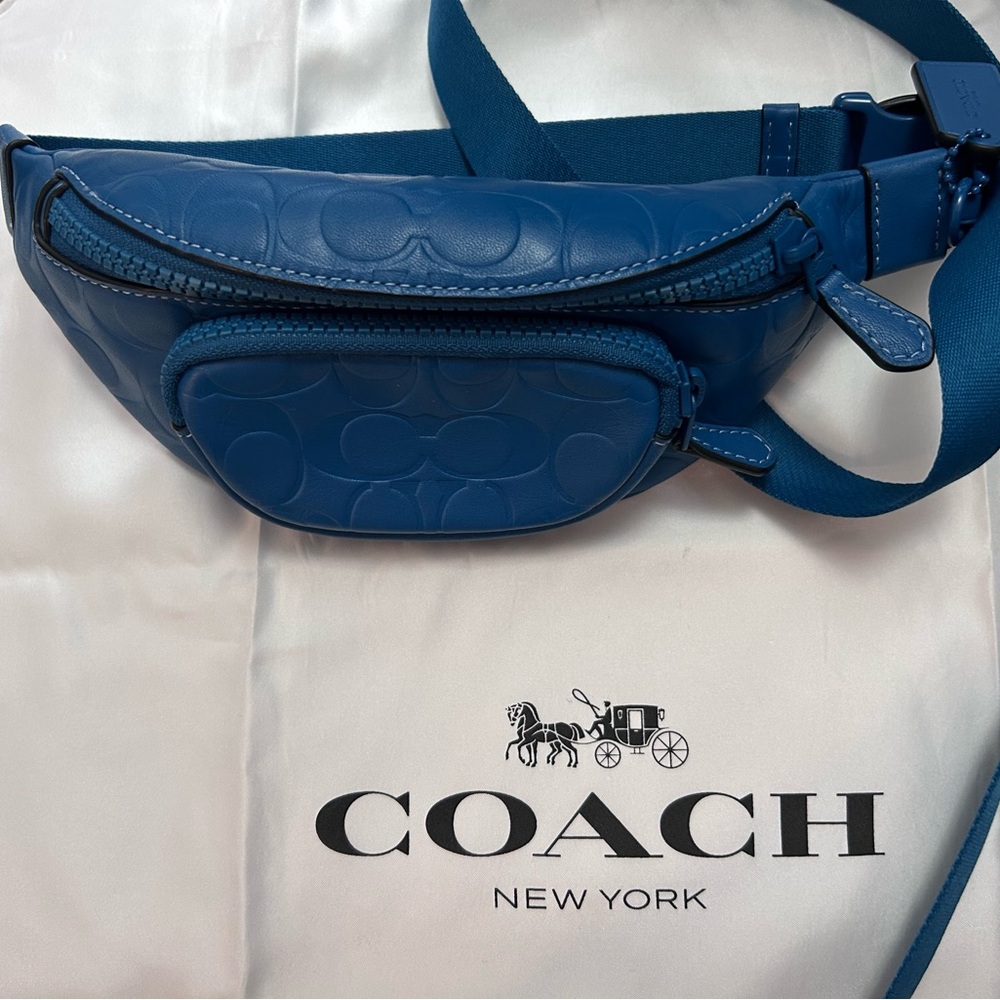 Coach Embossed Navy Belt Bag